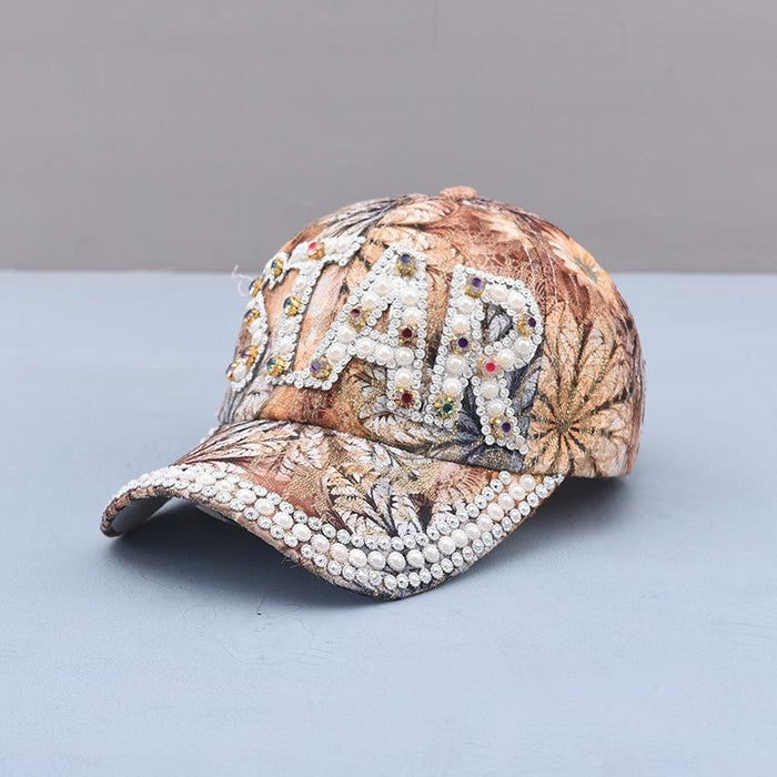 Summer Women's Maple Leaf Lace Handmade Beads Baseball Cap