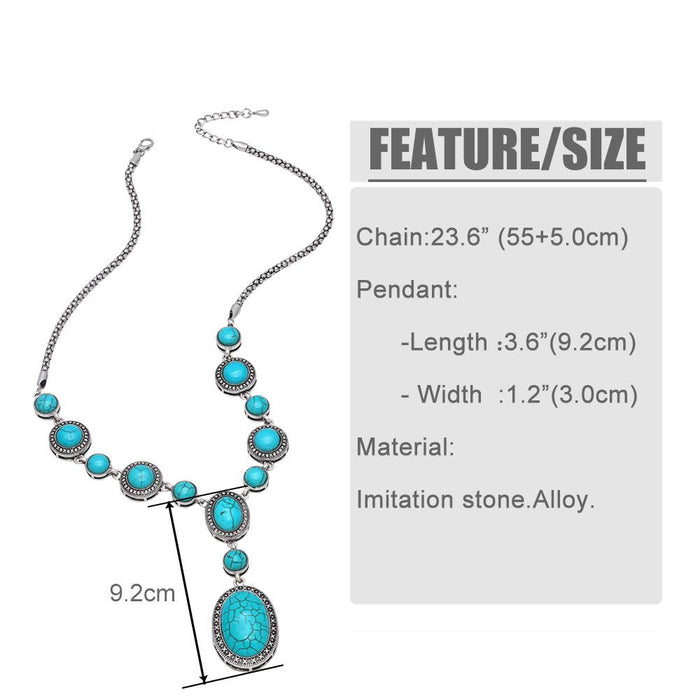 Vintage Round Turquoise Geometric Modeling Necklace