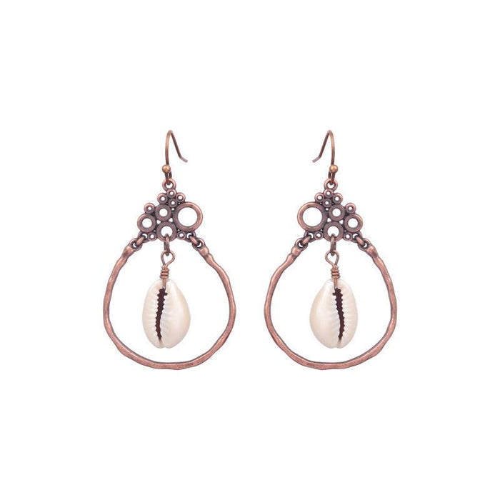 Tassel Vintage Wooden Beads Woven Geometric Hollow Earrings Jewelry