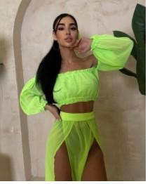 New Style Shawl Solid Color Long Sleeve Sexy Split Bikini