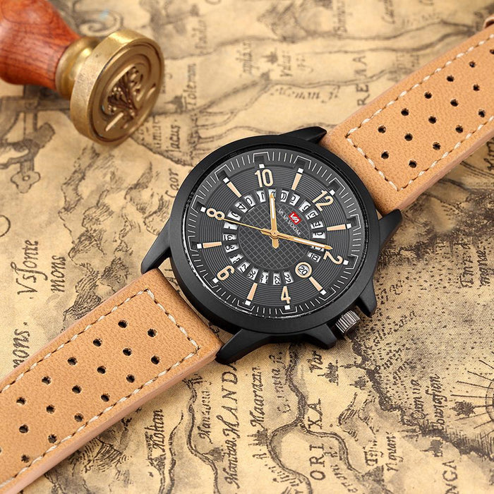 Creative Calendar Sports Watch Men's Breathable Eyelet Belt Watch