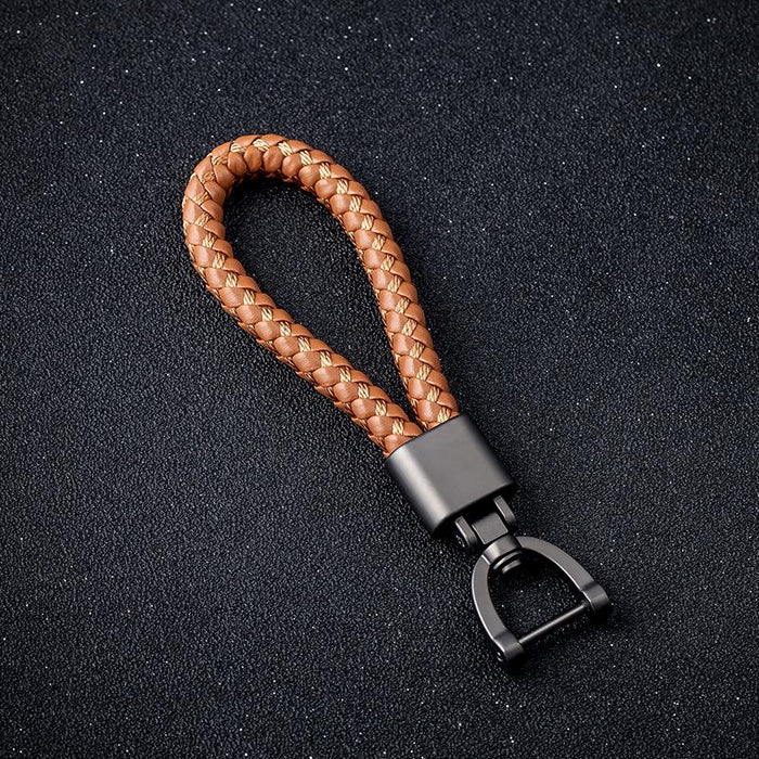 Creative Woven Leather Rope Metal Key Chain
