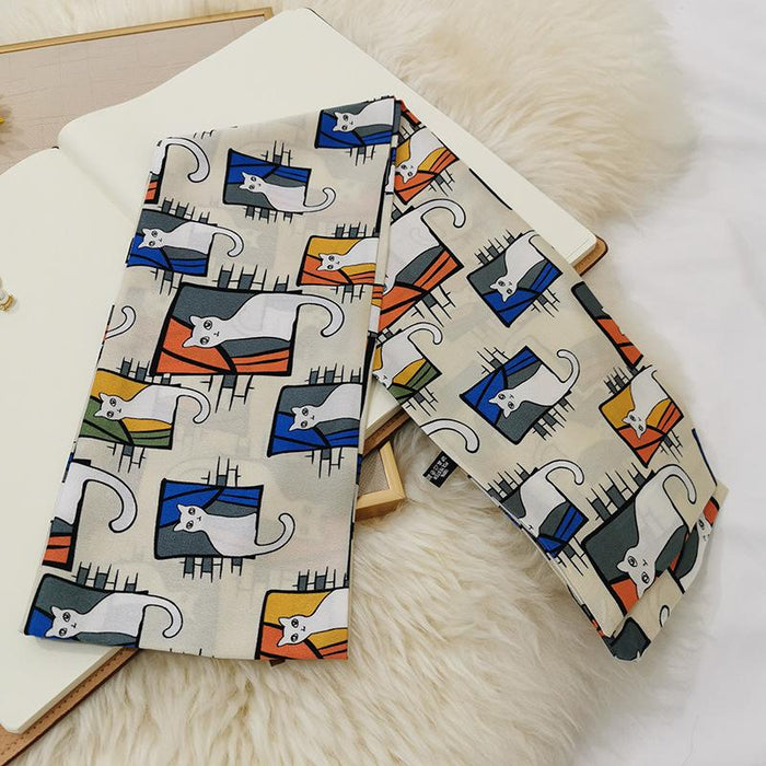 Imitation  scarf thin narrow strip leopard pattern simple waist chain scarf