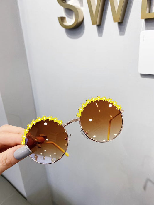 Metallic texture of children's flower Sunglasses