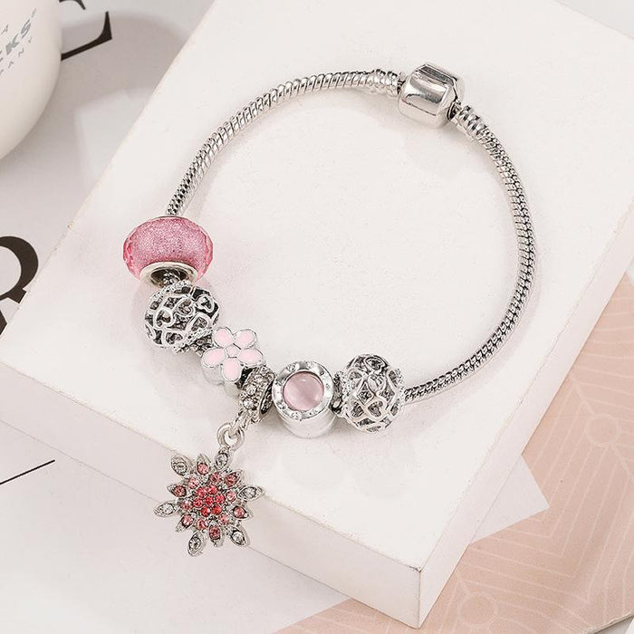 Snowflake pendant glass DIY diamond dripping Bracelet