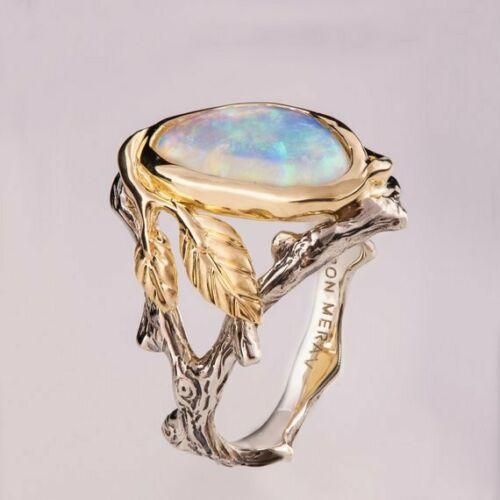 Vintage Creative Golden Branch Leaf Tree Ring