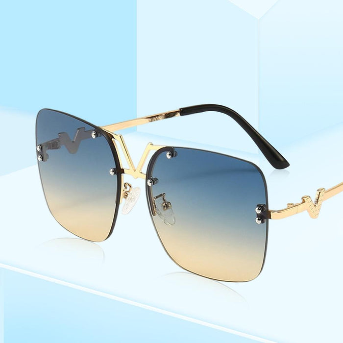Metal square color large frame sunglasses