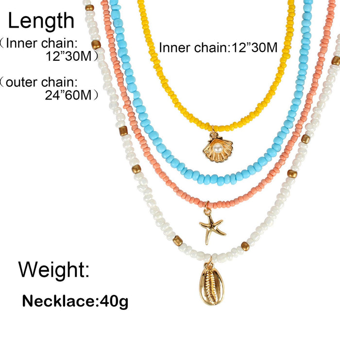 Female Exaggerated National Style Beaded Shell Starfish Necklace Accessories