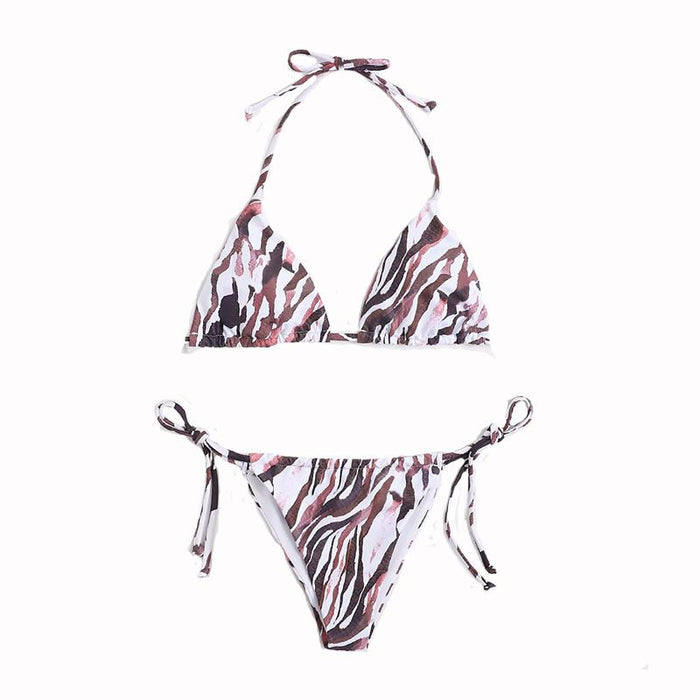 New Sexy Lace Up Leopard Split Bikini