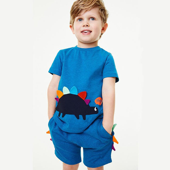 Children's short sleeved T-shirt set knitted cotton two-piece set