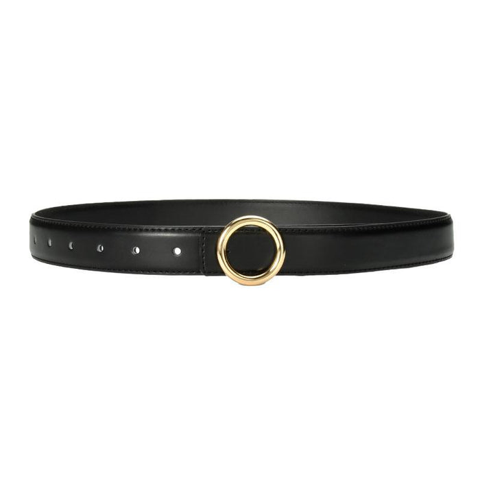 New Simple Round Buckle Leather Belt Jeans Accessories