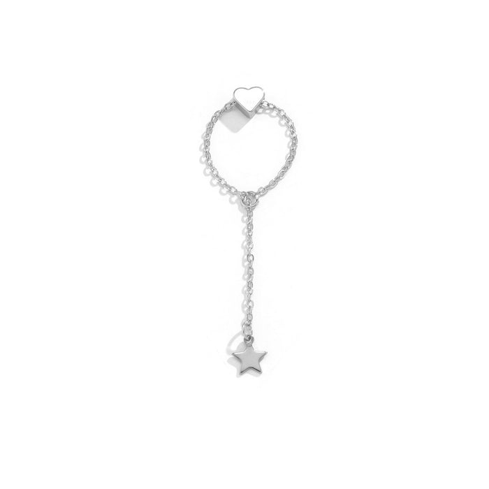 Simple Love Star Pendant Thin Chain Personalized Necklace with Love Ring