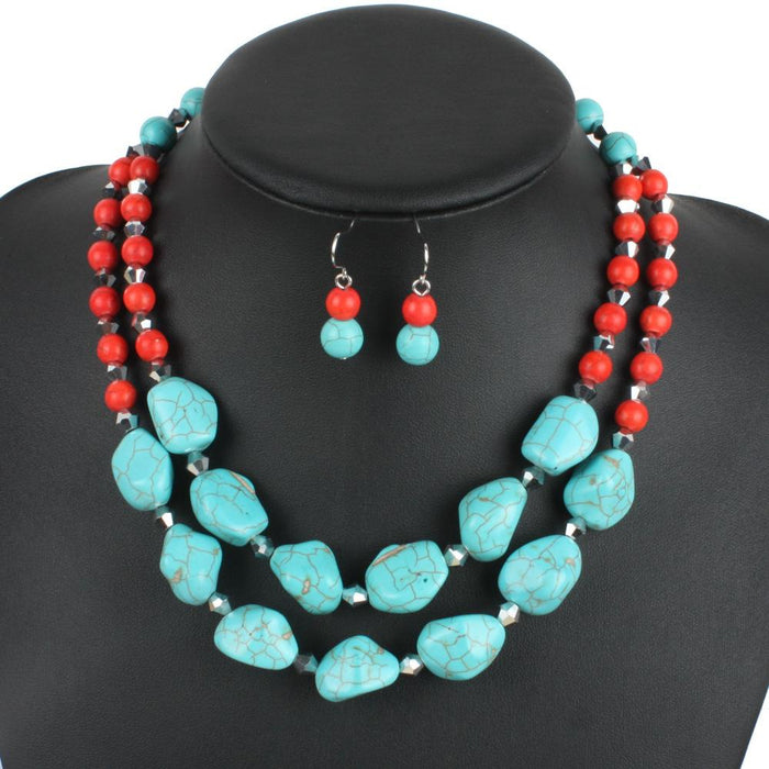 Women's Jewelry Turquoise Exaggerated Retro Necklace Accessories