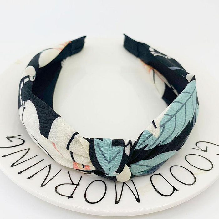 New Flower Headband Women Solid Color Knotted Hairband