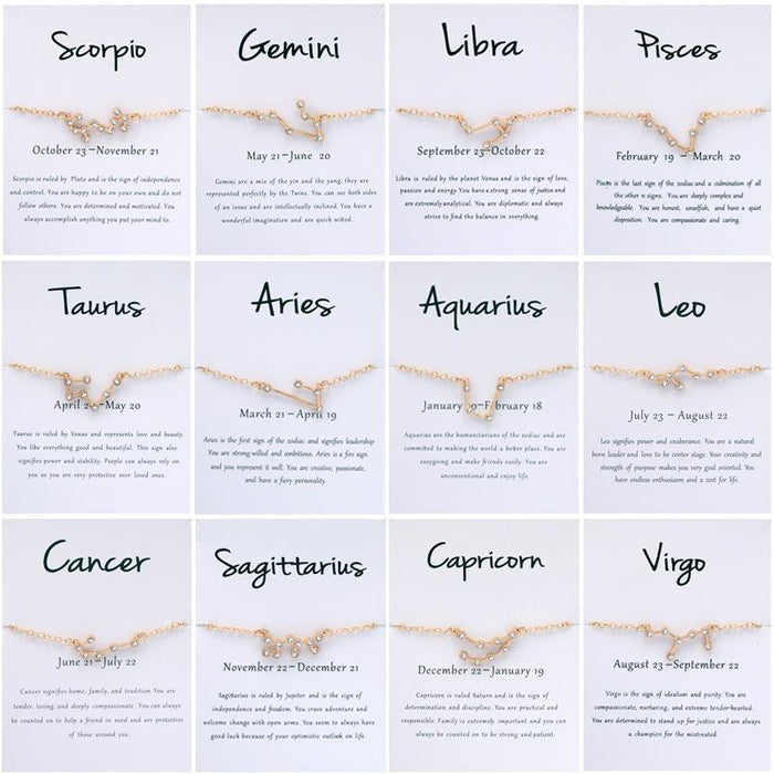 Twelve Constellations Bracelet Rhinestone Card Bracelet