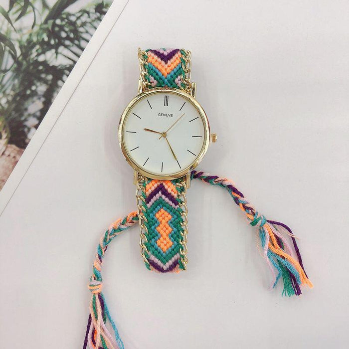 National DIY Woven Bracelet Wool Watch Bohemian Style Women's Watch Quartz Retro