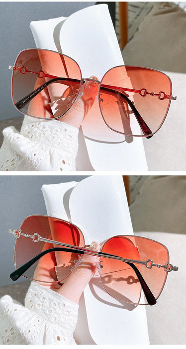 Polarizing sunglasses, square metal glasses