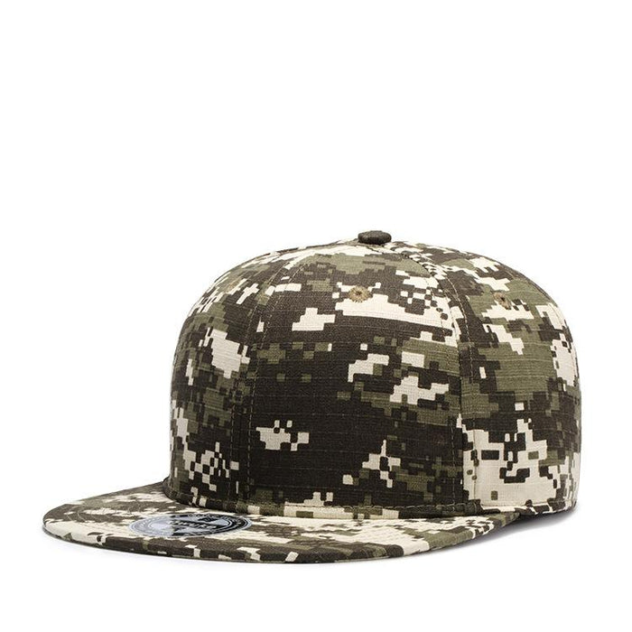 Camouflage Color Matching Flat Brim Hat Cotton Small Checkered Hat