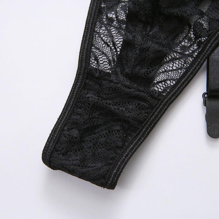 Women Lace Cross Strappy Corset Sexy Underwear Lingerie Set