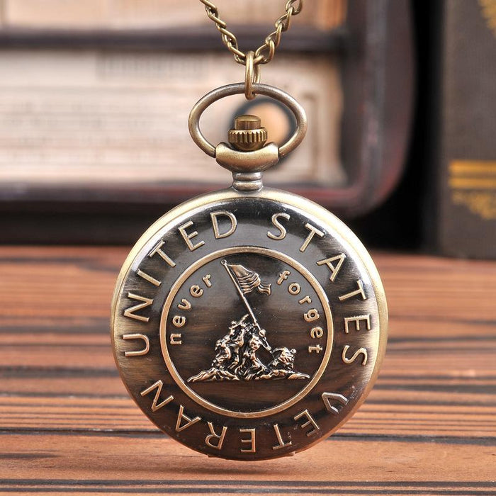 Retro Multiplayer Soldier Victory Red Flag Quartz Pocket Watch Ll3712