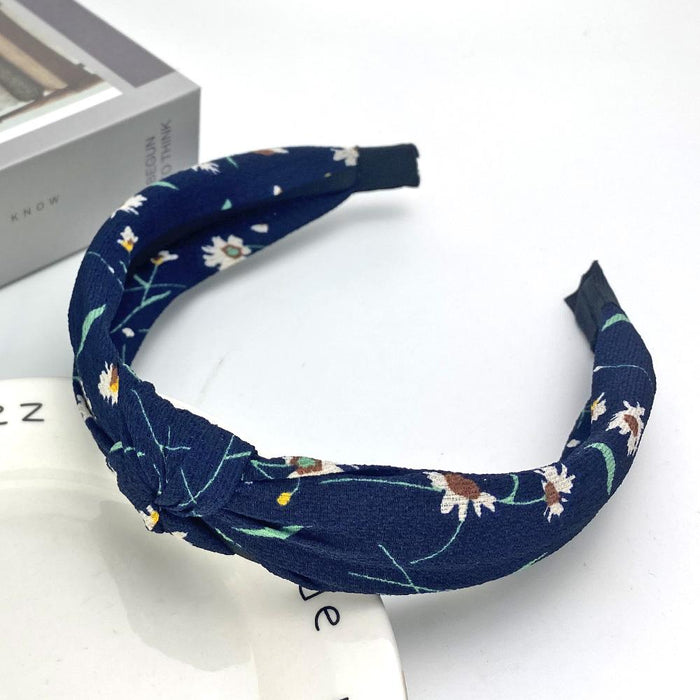 New Flower Headband Women Solid Color Knotted Hairband