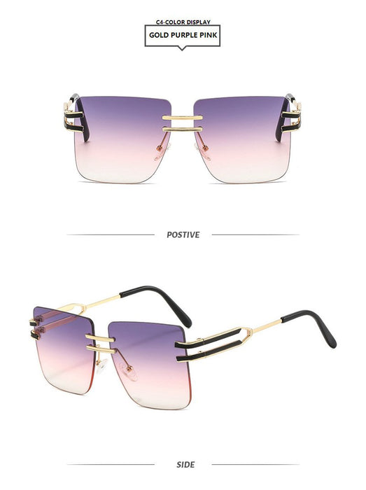 Large frame square metal sunglasses