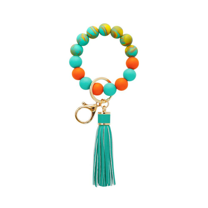 Silicone Leather PU Tassel Card Bag Bracelet Keychain