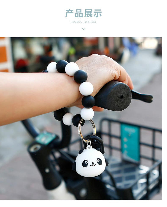 Handmade Panda Silicone Beaded Wrist Keychain