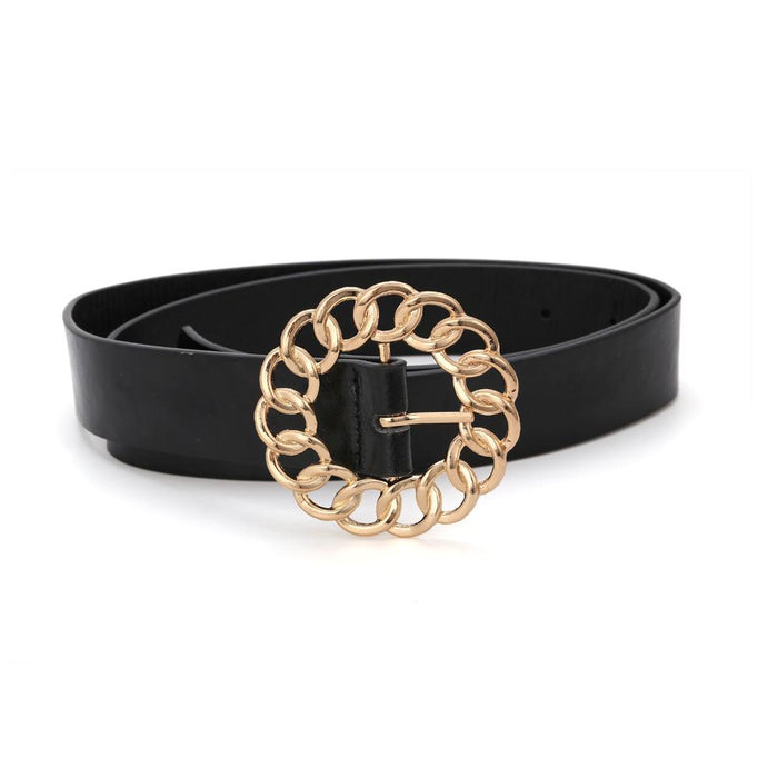 Hollow Chain Geometric Circular Pin Buckle Belt