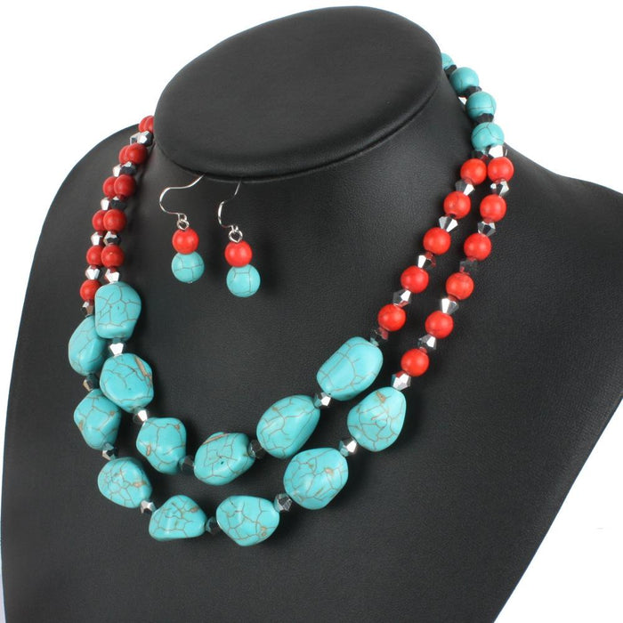 Women's Jewelry Turquoise Exaggerated Retro Necklace Accessories