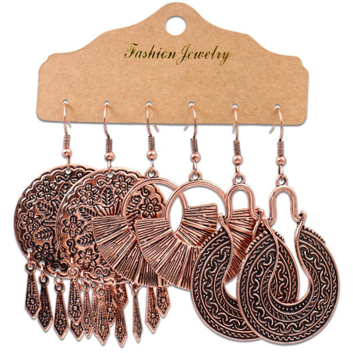 Boho Chic Vintage Matte Metal Earrings