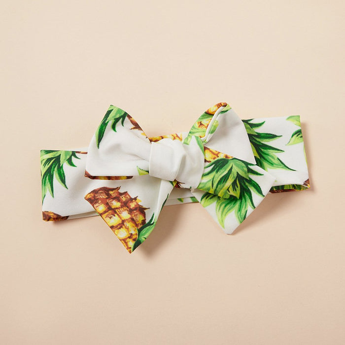 One shoulder tassel over printed pineapple three piece set