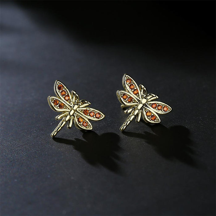 New Insect Series Gold Personalized Zircon Earrings