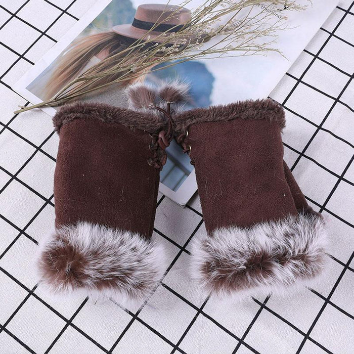 Female Elastic Full Fingers Gloves Cute Rabbit