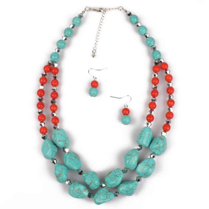 Women's Jewelry Turquoise Exaggerated Retro Necklace Accessories