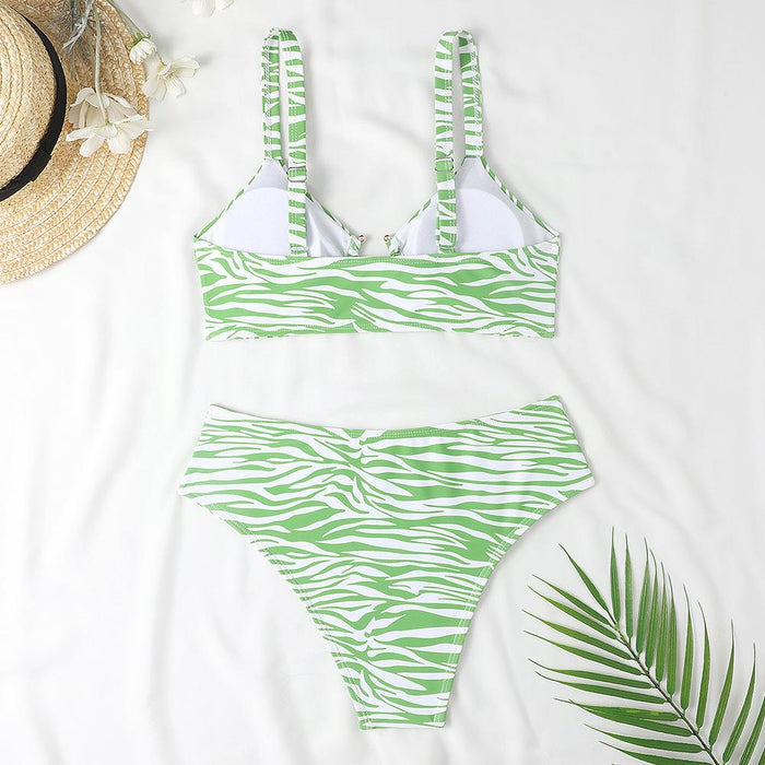 Sexy Split Print High Waist Bikini