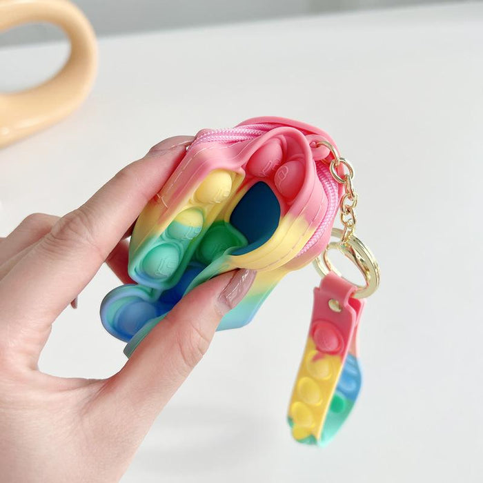 Cartoon cute flower girl silicone bag keychain ring