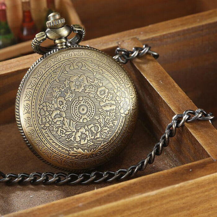 New Dad's Gifts Bronze Big Size DAD Men Male Pocket Watch With Chain