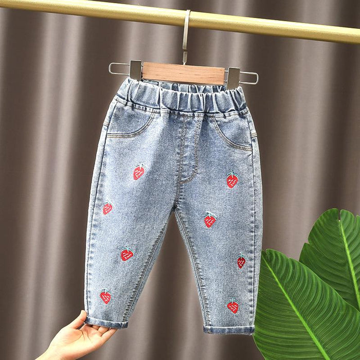 Girls Casual Cartoon Winter Jeans For 2-6 Years