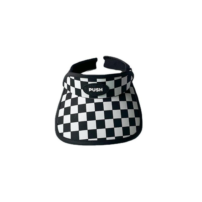 Summer Checkerboard Plaid Children's Wide-brimmed Sun Hat