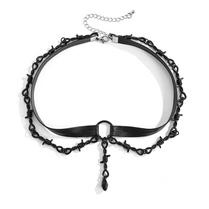 Punk Style Double Layer Water Drop Pendant Clavicle Chain
