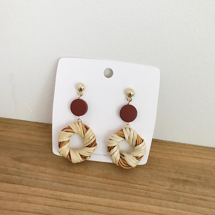 Bohemian Long Handmade Rattan Tassel Earrings