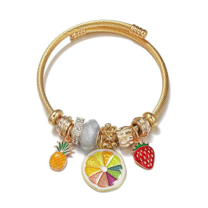 DIY Stainless Steel Gold Bracelet Summer Fruit Party Bracelet