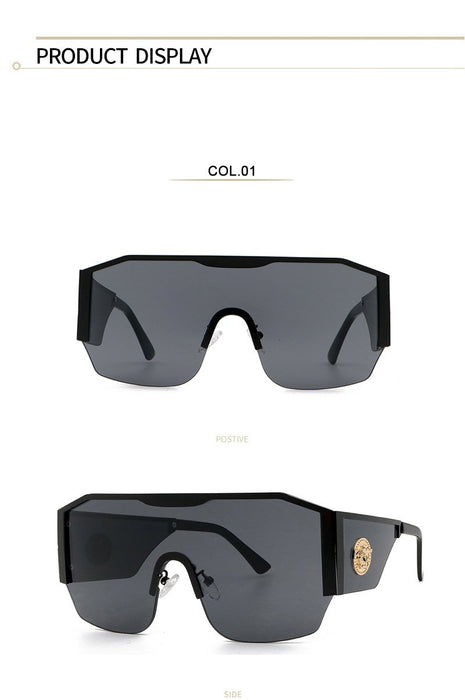Large frame one piece metal men's and women's Sunglasses