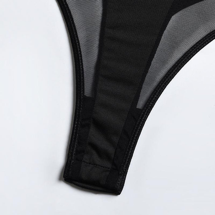 Fashion Mesh Stitching Lingerie Women Sexy Backless Bodysuit