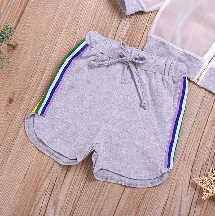 Sleeveless vest top breathable rainbow sunscreen solid striped shorts