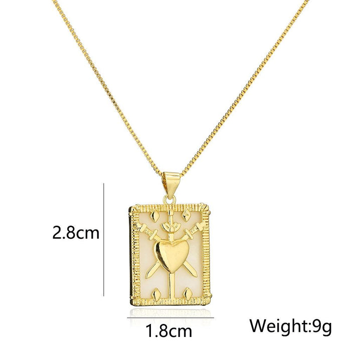 New Geometric Pendant Gold Color Zircon Necklace