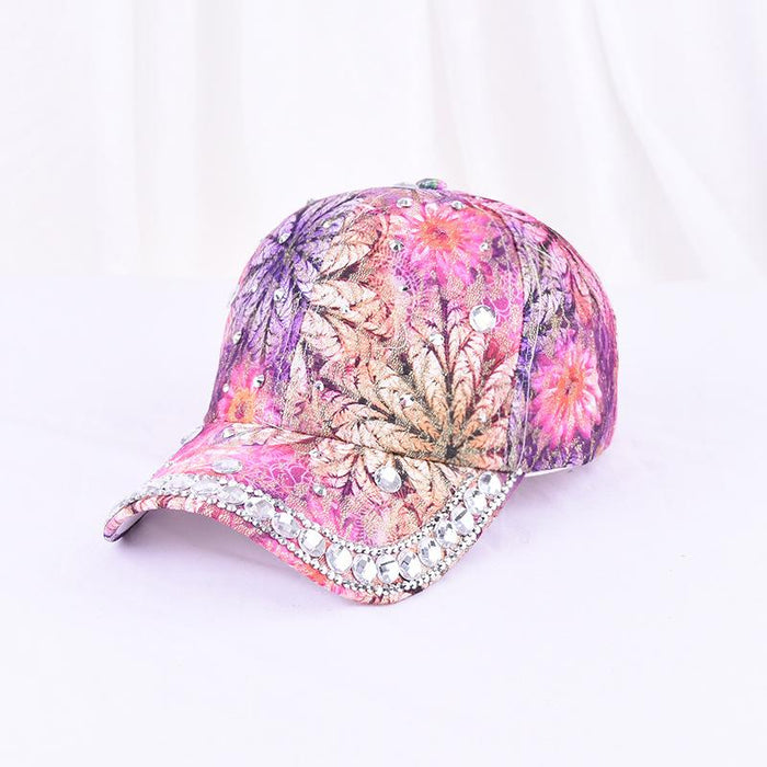 Summer Women's Maple Leaf Lace Handmade Beads Baseball Cap