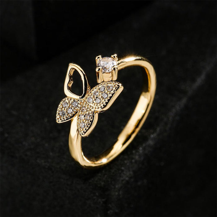 Fashion Simple Gold Color Butterfly Geometric Open Ring