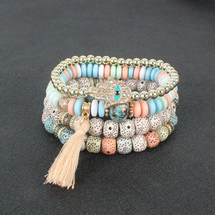 Simple and Fashionable Turquoise Tassel Beaded Bracelet Accessories